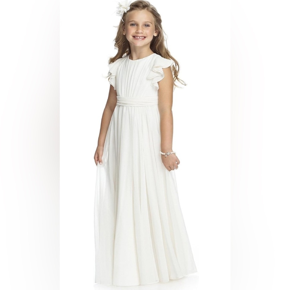 EEUC white chiffon flutter sleeve dress size 2